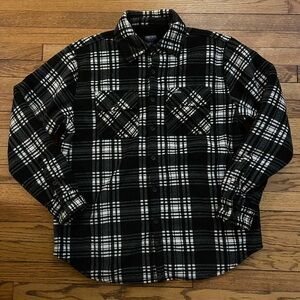 Smiths Workwear Mens Sherpa Lined Flannel Plaid Shirt Jacket Shacket XL